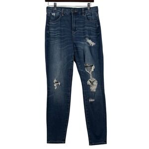 American Eagle Womens 6 Short Curvy Hi-Rise Jegging Blue Distressed Dream Jean